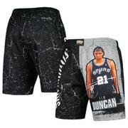 Men's Mitchell \u0026 Ness Tim Duncan Black San Antonio Spurs Hardwood Classics Player Burst Shorts